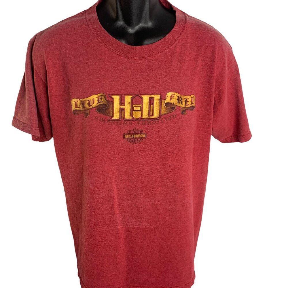 Vintage Mens Harley Davidson Red Orlando Live Free Crewneck Shirt Sz L